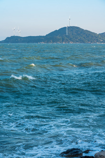 日落蓝小时汕头市海滨风光