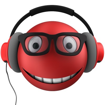 3d red emoticon smile
