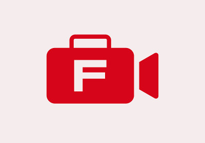 字母F电影和录像标志设计模板。首字母F与电影摄影机的标志设计