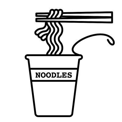 Illustration of picking up instant noodles with ch