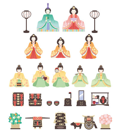 盆花-插图简单和可爱的盆花饰品