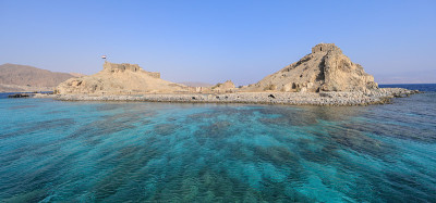 Salah El Din城堡，位于埃及塔巴红海亚喀巴湾Farun岛