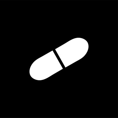 胶囊图标在黑色背景。黑色平面风格矢量插图