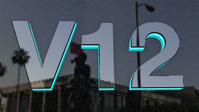 V12标志，标签，徽章上的汽车印。