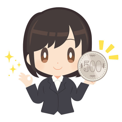 500日元大硬币|商人|上班族|插图