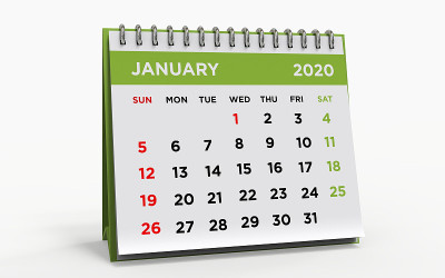 台历2020年1月