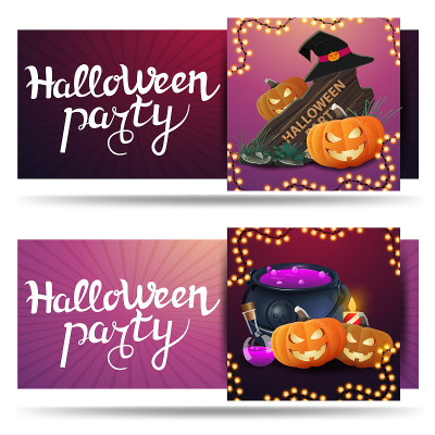 Set Halloween invitation cards to Halloween party.