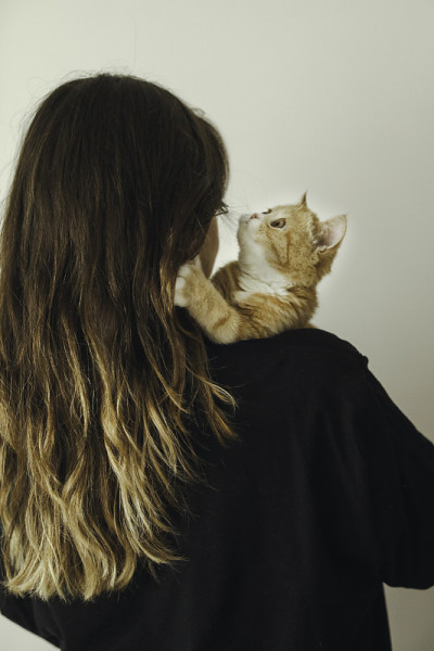 抱着一只漂亮猫的女人