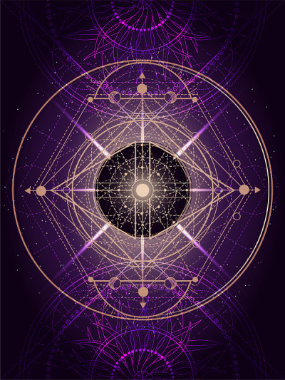 矢量插图的神圣的几何符号在抽象的背景。
