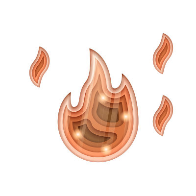 Abstract Paper Cut Fire Shape Banner Design Vector