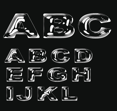 字母程式化的液体透明效果