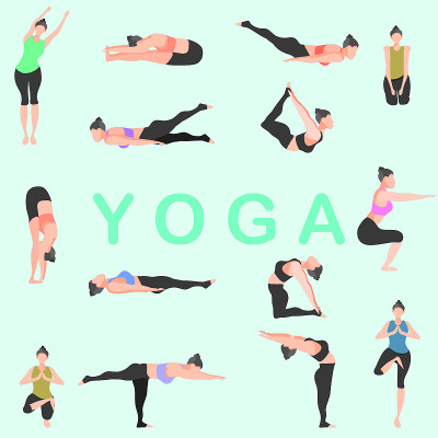 yoga pose fitness girl gym energy vector illustrat