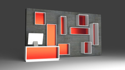 概念零售墙模板，3d渲染插图，原创设计