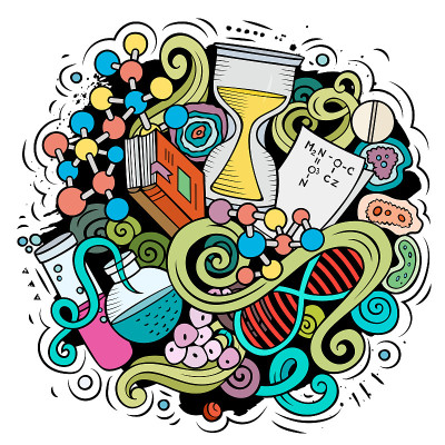 科学卡通矢量涂鸦设计