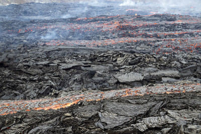 火山熔岩的纹理。冰岛Fagradalsfjall火山爆发。