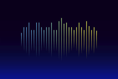 抽象声波蓝色背景。抽象音乐脉冲背景。低多边形。股票的形象。每股收益10。