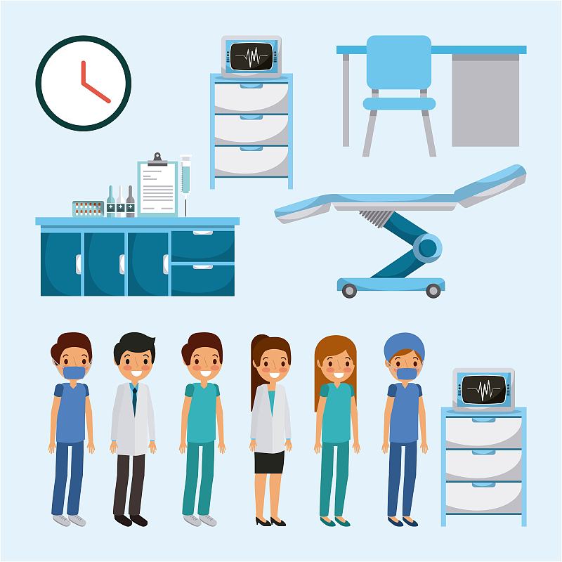 医生、医务人员、保健设备、家具