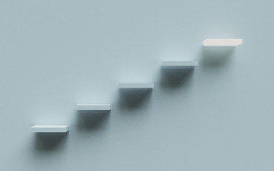 通过3d渲染技术，从普通的蓝色阶梯到发光阶梯，从梦想走向成功。