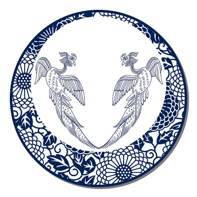 中国传统青花瓷，凤凰