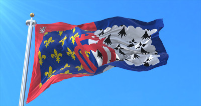 法国卢瓦尔省的旗帜。3d渲染图