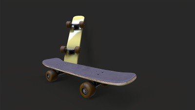 滑板孤立在深灰色无限背景3D渲染图像