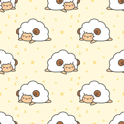 Sleeping sheep Seamless Pattern Background