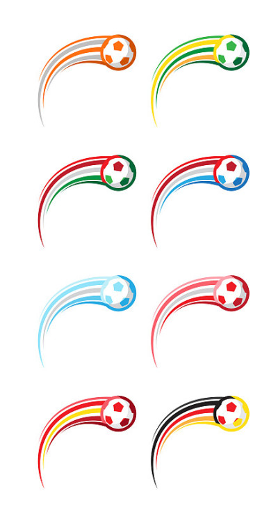 Soccer symbols set. fast moving soccer balls