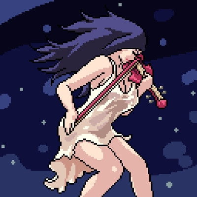 女子小提琴独奏的像素艺术