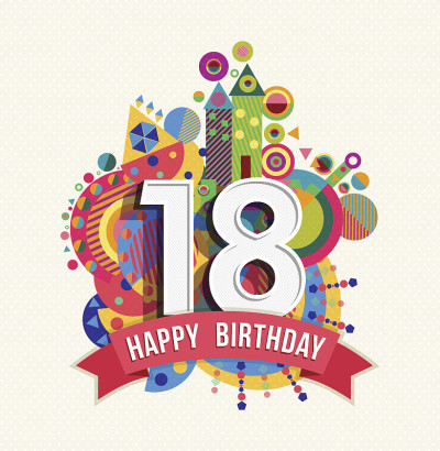 生日快乐18岁贺卡海报颜色