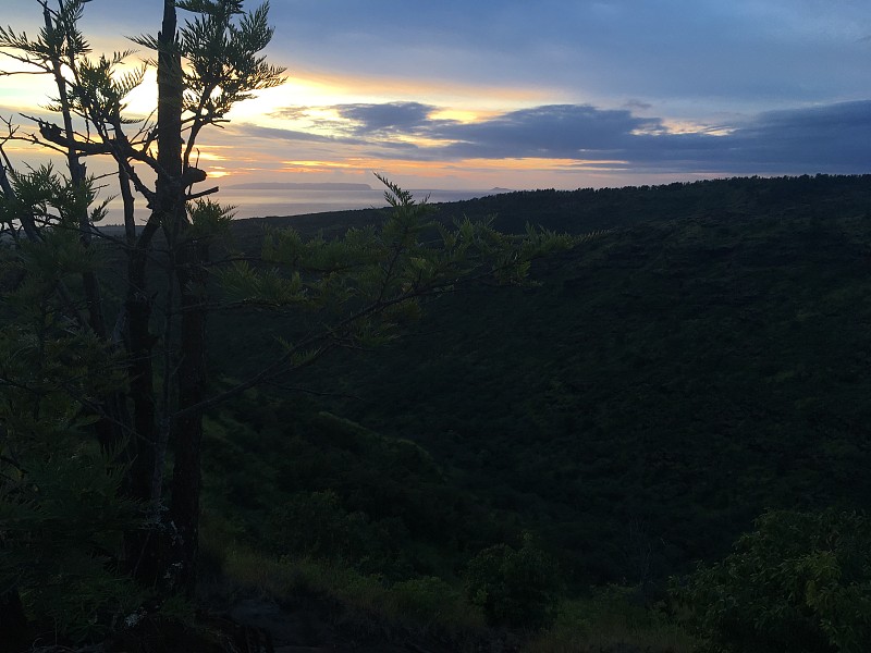 夏威夷考艾岛上凯卡哈附近的威美亚峡谷——地平线上的尼豪岛。