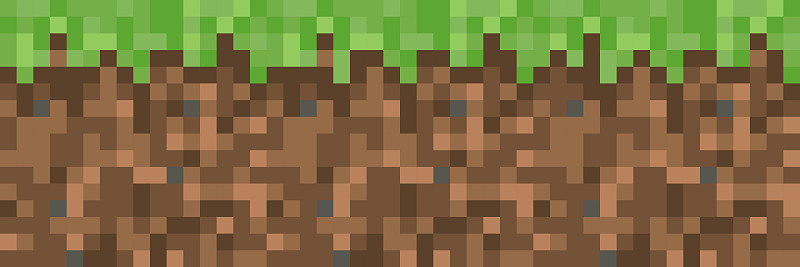 像素minecraft风格的土地背景。游戏概念地面像素化水平无缝背景。矢量图