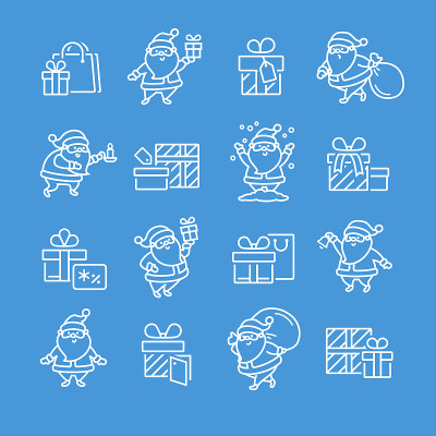 Vector Christmas characters icon set