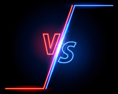 对游戏封面，霓虹旗帜运动vs，团队概念。