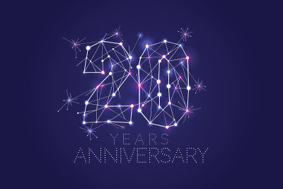 20周年纪念设计。有连接线的抽象形式