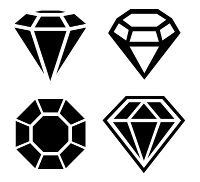 A set of diamonds in a flat style