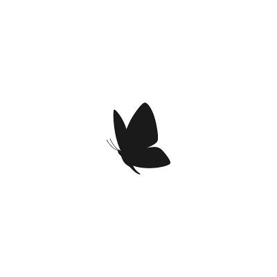 Butterfly flying black isolated vector icon.