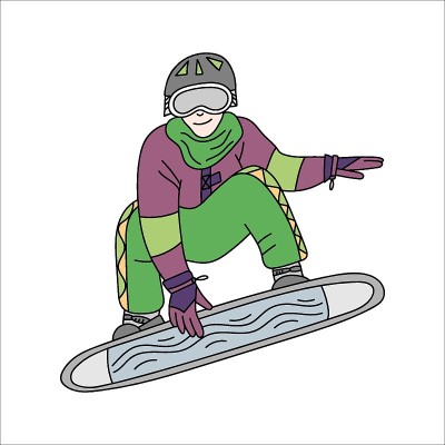 滑雪板在空中制作彩色涂鸦插图把戏
