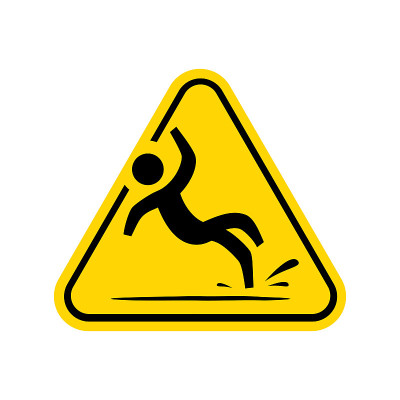 Wet Floor sign. yellow triangle with falling man i