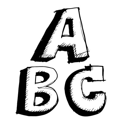 手绘草图字母ABC