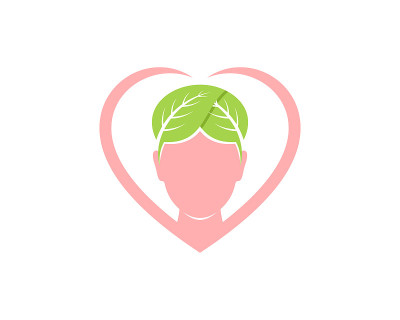 大自然的叶子在美女的头上