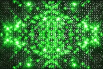 绿色矩阵数字背景。抽象的网络空间的概念。人物倒了。来自符号流的矩阵。虚拟现实设计。复杂的算法数据黑客