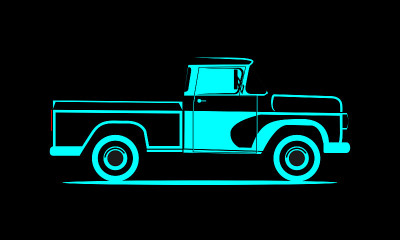 Schematic image pickup truck on a black background