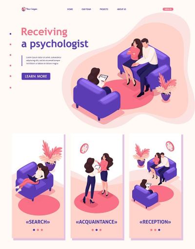 Isometric Website Template Landing page spouses at
