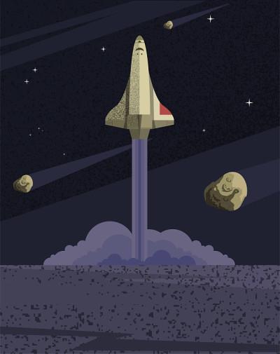 太空火箭和小行星矢量设计