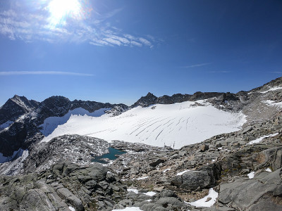 A panoramic view on a glacier in the region of Hoh