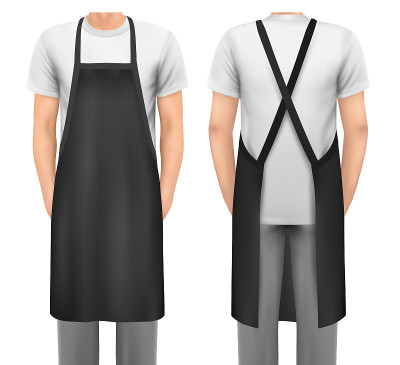 Black cotton kitchen apron set. Design template, m