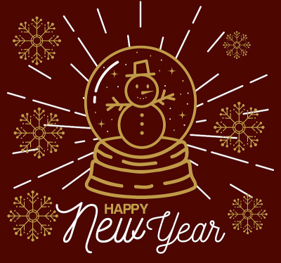 在球矢量设计雪人新年快乐