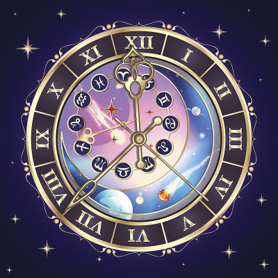 星座，占星钟，矢量