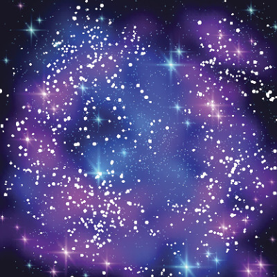 蓝色和粉红色的太空云和闪亮的星星