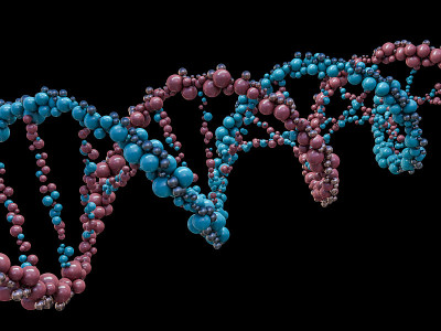 DNA链。抽象的科学背景。三维渲染
